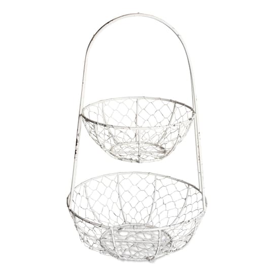 DII® Antique White Chicken Wire Tiered Stand